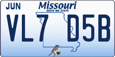 MO license plate VL7D5B