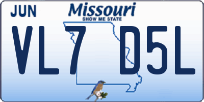 MO license plate VL7D5L