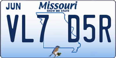 MO license plate VL7D5R