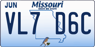 MO license plate VL7D6C