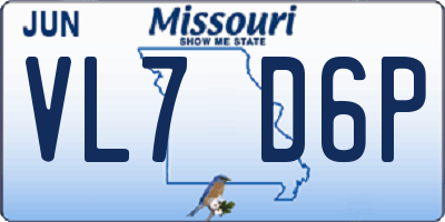 MO license plate VL7D6P