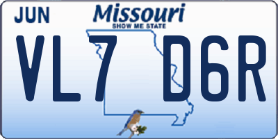 MO license plate VL7D6R