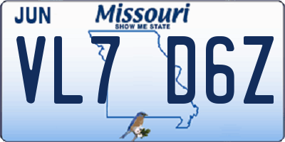 MO license plate VL7D6Z