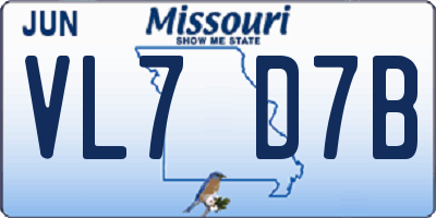 MO license plate VL7D7B