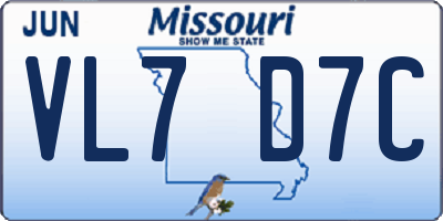 MO license plate VL7D7C