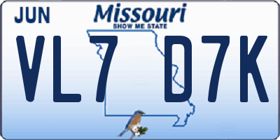 MO license plate VL7D7K