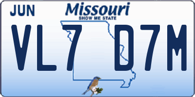 MO license plate VL7D7M