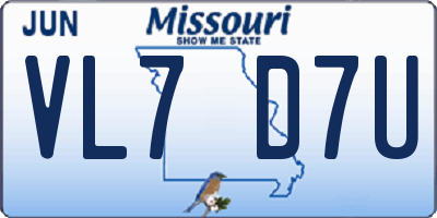 MO license plate VL7D7U