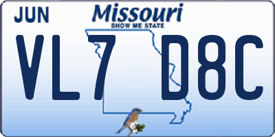 MO license plate VL7D8C