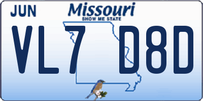 MO license plate VL7D8D