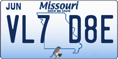 MO license plate VL7D8E