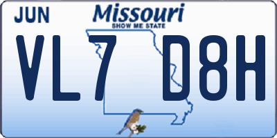 MO license plate VL7D8H