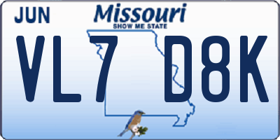 MO license plate VL7D8K