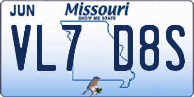 MO license plate VL7D8S
