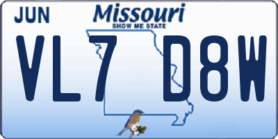 MO license plate VL7D8W