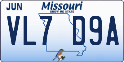 MO license plate VL7D9A