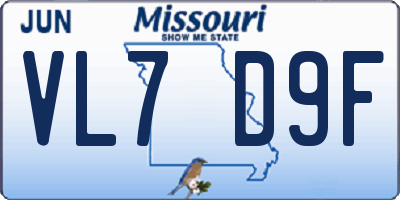 MO license plate VL7D9F