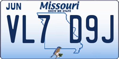 MO license plate VL7D9J