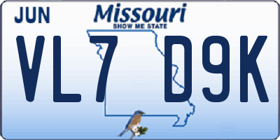 MO license plate VL7D9K