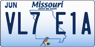 MO license plate VL7E1A