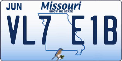 MO license plate VL7E1B