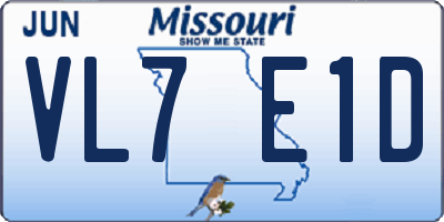 MO license plate VL7E1D