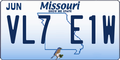 MO license plate VL7E1W
