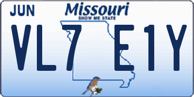 MO license plate VL7E1Y