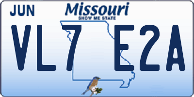 MO license plate VL7E2A