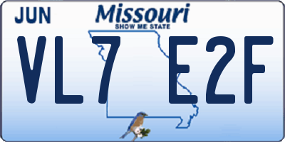 MO license plate VL7E2F
