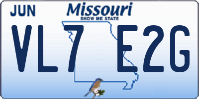MO license plate VL7E2G