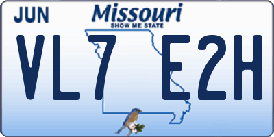 MO license plate VL7E2H