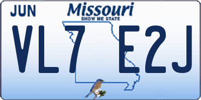 MO license plate VL7E2J