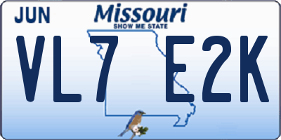 MO license plate VL7E2K