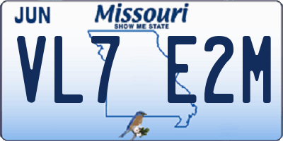 MO license plate VL7E2M