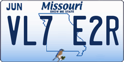 MO license plate VL7E2R