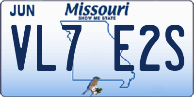 MO license plate VL7E2S