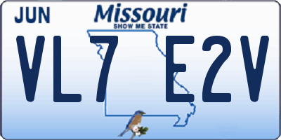 MO license plate VL7E2V
