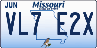 MO license plate VL7E2X
