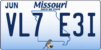 MO license plate VL7E3I