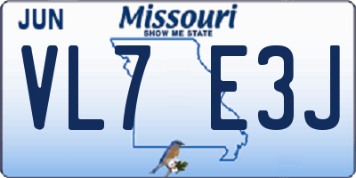 MO license plate VL7E3J