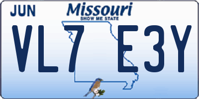 MO license plate VL7E3Y