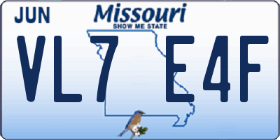 MO license plate VL7E4F