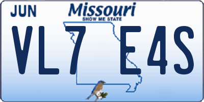 MO license plate VL7E4S