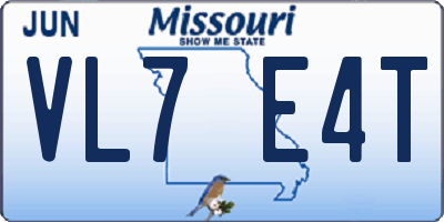 MO license plate VL7E4T