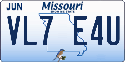 MO license plate VL7E4U