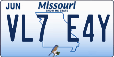 MO license plate VL7E4Y