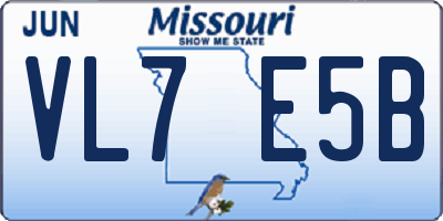 MO license plate VL7E5B