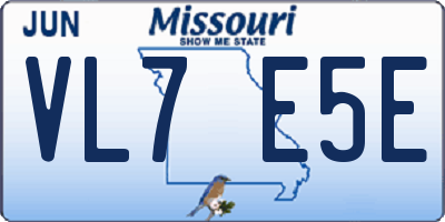 MO license plate VL7E5E
