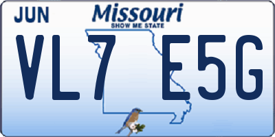MO license plate VL7E5G